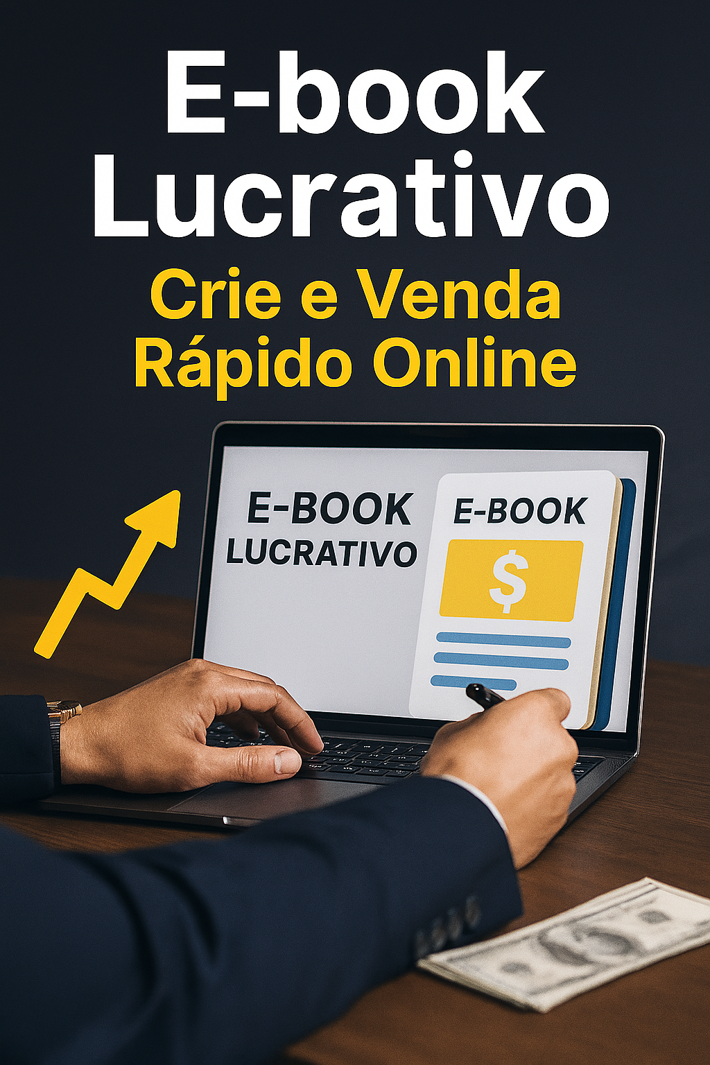 Pessoa a escrever no computador portatil com um caderno de apontamentos ao lado
