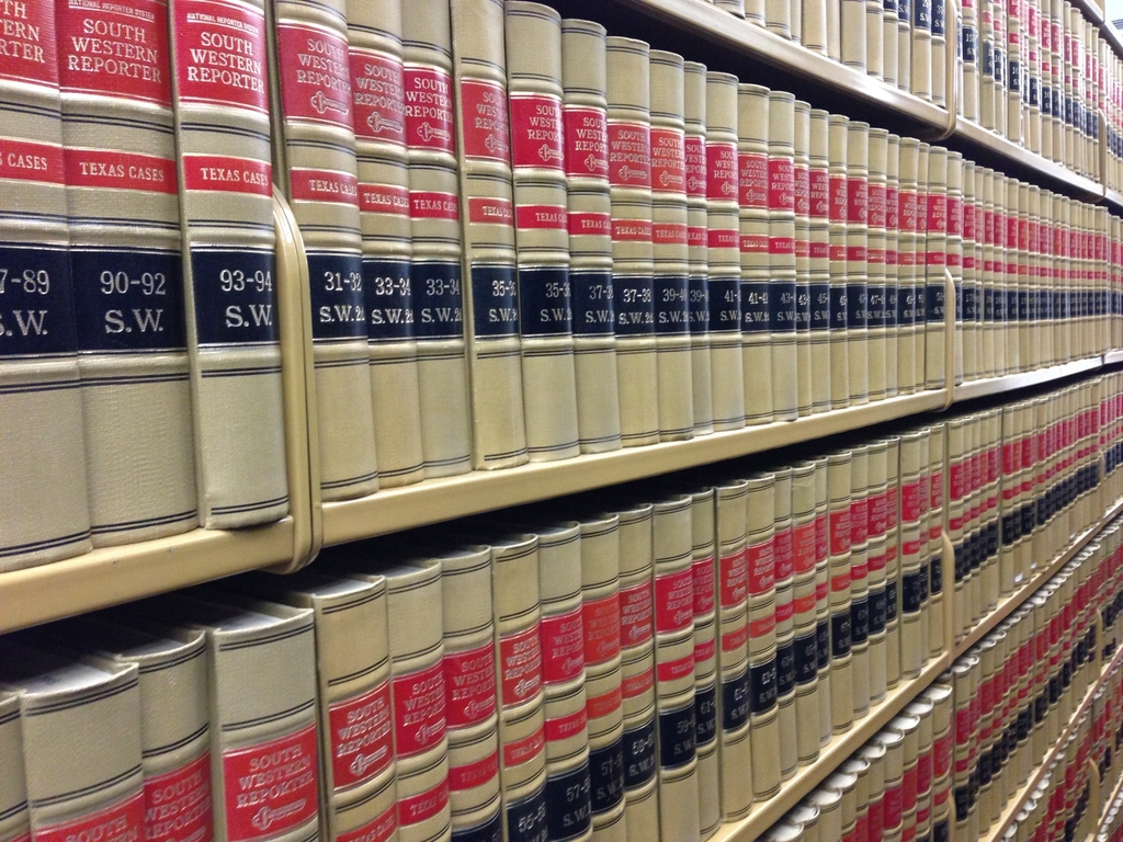 Law books on a shelf